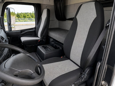 Текстилна тапицерия за седалки за Volvo FH12 2002–2012, черно-сива, 4 части