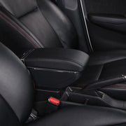 Подлакътник за Opel Corsa D с поставка за чаша и пепелник, Еко кожа, Черен с хром