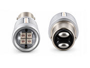 Комплект 2 автомобилни LED крушки BA15D за габарит и стоп, 20 SMD, 12-24V, Червена светлина, 2 степени, с лупа