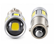 Комплект 2 автомобилни LED крушки BAX9S за дневни светлини DRL, 17 SMD, 12V, 2W, Бяла светлина, с лупа