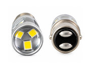 Комплект 2 автомобилни LED крушки BA15D, 21 SMD, 12-24V, 1W/4W, Бяла светлина, 2 степени, с лупа, Блистер