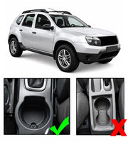 Подлакътник за Dacia Duster 2010-2017, 2 отделения, плъзгащ се напред-назад, с поставка за чаша и пепелник, Еко кожа, Черен с хром