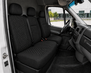 2+1 Текстилна тапицерия за предни седалки за Mercedes Sprinter W906 2006-2018, Черна с черен шев, 8 части