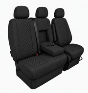 2+1 Текстилна тапицерия за предни седалки за Mercedes Sprinter W906 2006-2018, Черна с черен шев, 8 части