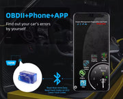 Автодиагностичен скенер ELM327 MINI OBD2 с Bluetooth за автомобили 1992–2021 г.