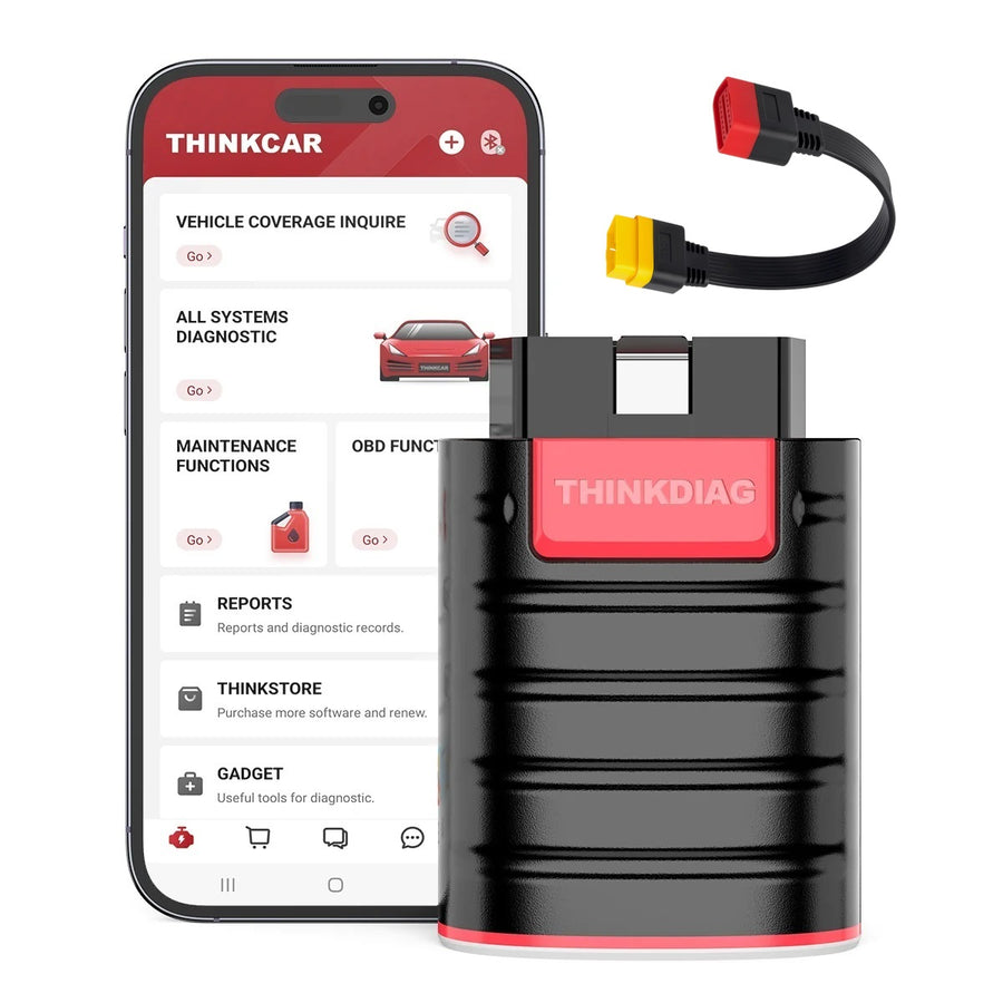 Автодиагностика ThinkCar ThinkDiag с Bluetooth, OBD2, 36 см удължителен кабел и 1 година безплатен лиценз