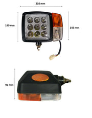 Комплект LED Фарове с Мигач, Габарит, Подходящ за Трактор, Комбайн, Багер, Снегорин и др - 9 диода 27W 12-24V 2200-2700 lm
