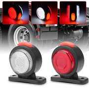 Комплект от 2 броя LED странични габарити, токоси, рогче 12-24V с три светлини бяла, жълта, червена Неон Ефект за ремаркета, платформи, камиони и др.