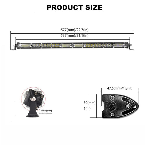 54 см LED Лед Диоден Бар , 9000 lm 180W, Ултра Тънък 12-24V Комбинирана Combo - Flood и Spot Светлина