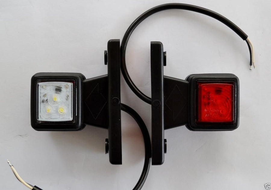 LED рогче квадрат, бяло/червено, дясно