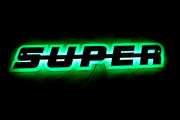 Огледална табела с надпис Super,  за решетка, 24V, Зелена