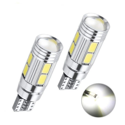 Лед LED Крушка За Габарит, Т10 W5W LED 10 SMD, Canbus, 12V, Бяла Светлина