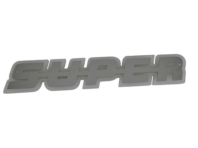 Огледална табела с никелиран надпис  Super, външна. за решетка, 24V, синя