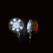 Диодна кръгла светлина хром 12 диода -12V за камион, червено/бяло