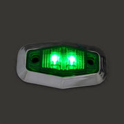 Диоден габарит хекса хром зелен, с 2 LED 24V