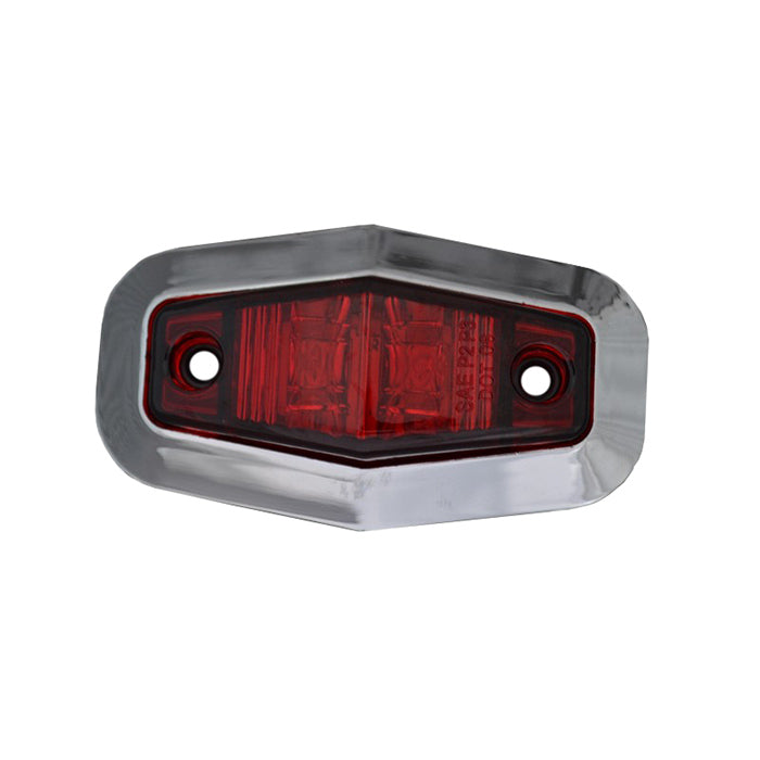 Диоден габарит хекса хром червен, с 2 LED - 24V