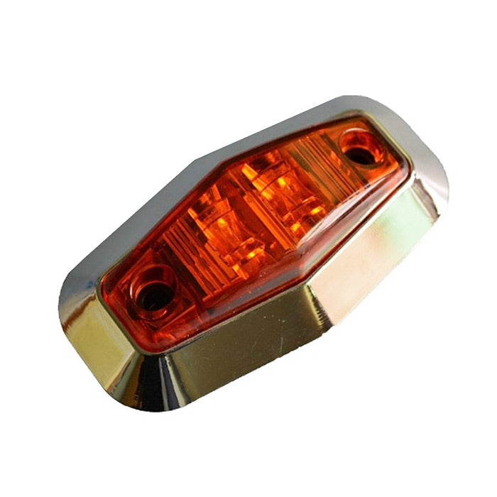 Диоден габарит хекса хром жълт, с 2 LED 12V