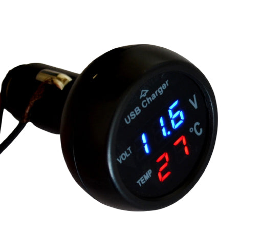 USB зарядно с термометър и волтметър 12-24V