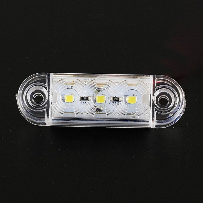 LED габарит бял овал Е-маркиран с 3 диода, 12/24V
