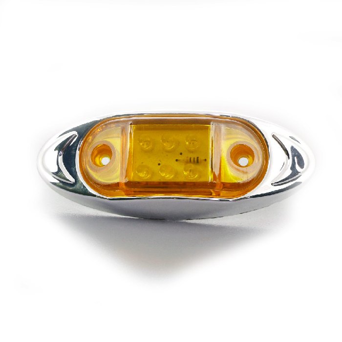 Жълт LED  габарит с хромиран панел, 24V