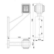 LED рогче косо дълго – дясно, квадрат, червено/бяло, 12-24V