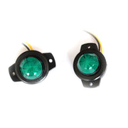 Зелен малък кръгъл LED габарит, с черна подложка, 12-24V