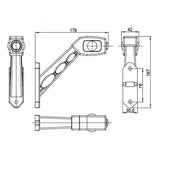 LED рогче косо жълто/бяло/червено, ляво-12-24V