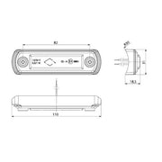 LED габарит за ролбар бял, 12-24V
