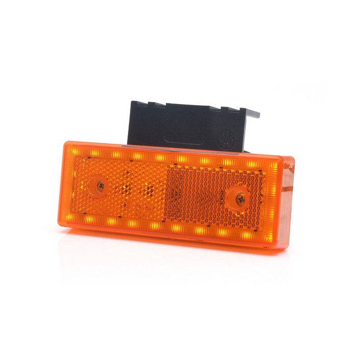Жълт LED габарит правоъгълен със скоба 120/45мм. 24 диода
