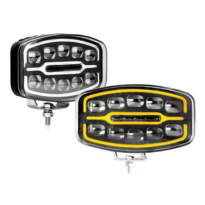 LED халоген Hella, с 10 диода, с бяла и жълта DRL+блиц светлина, 55W