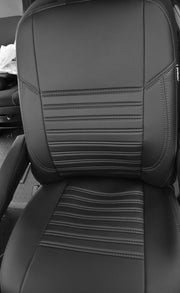 Кожена тапицерия за седалки, черна с черен шев за Renault Master, Opel Movano 2011-2020