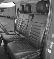 Кожена тапицерия за седалки, черна с черен шев за Renault Master, Opel Movano 2011-2020