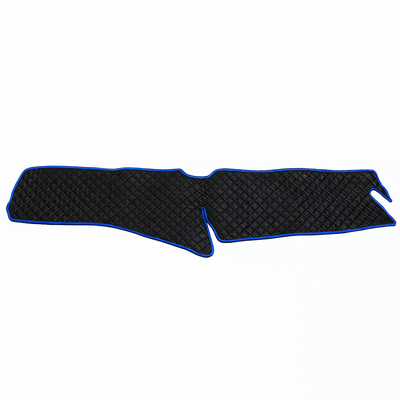 Стелка за табло за Scania R 2017+, черно със син шев и синьо кожено бие, модел без дупка - Non slip