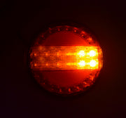Кръгъл LED стоп с динамичен мигач, 10-30V, червено-жълто, е-маркиран