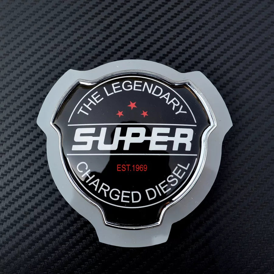 Огледална табелка SUPER – черна, външна, за решетка, 12/24V, жълт неон