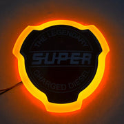 Огледална табелка SUPER – черна, външна, за решетка, 12/24V, жълт неон