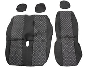 Калъфи за седалки за Peugeot Boxer 2+1, 2015+, черно с бяло, полиестер + еластан