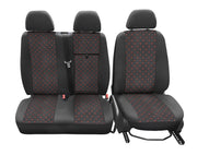 Калъфи за седалки за Mercedes Sprinter, 2006+, черно с червено, полиестер + еластан