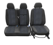 Калъфи за седалки за Mercedes Sprinter 2+1,  2006+, черно със синьо, полиестер + еластан