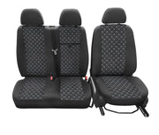 Калъфи за седалки за Mercedes Sprinter 2+1, 2006+, черно с бяло, полиестер + еластан
