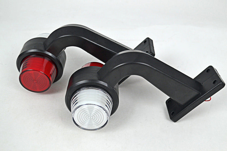 Maxi габарит, криво LED рогче, червено/бяло, 12/24V