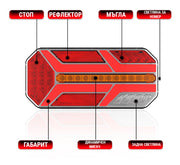 Комплект LED Диодни Стопове, Динамичен Мигач, 7 Функции, 12/24V