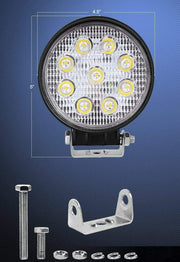 27W Кръгъл Led Лед Диоден Фар Прожектор Халоген Лампа с разпръсната светлина FLOOD 12V 24V Слим Slim