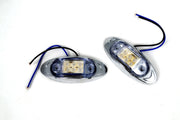 LED габарит, овал с 6 диода, бял със синя светлина, 12V
