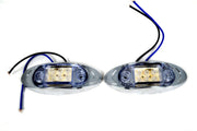 LED габарит, овал с 6 диода, бял със синя светлина, 12V