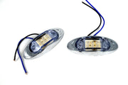 LED габарит, овал с 6 диода, бял със синя светлина, 12V