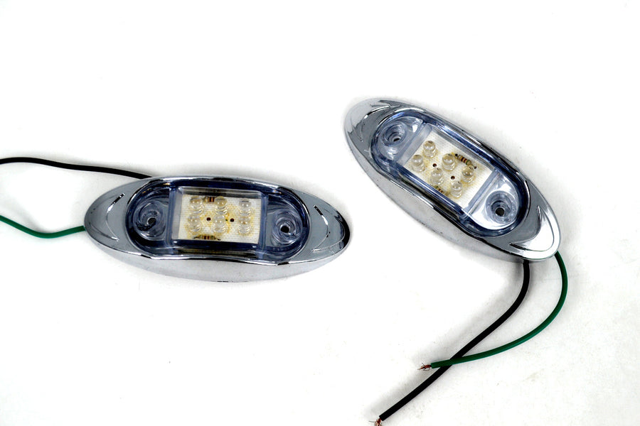 Овален LED габарит, бял  със зелена светлина, 12V