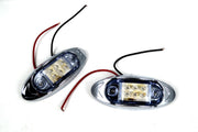 Овален LED габарит, бял с червена светлина, 24V