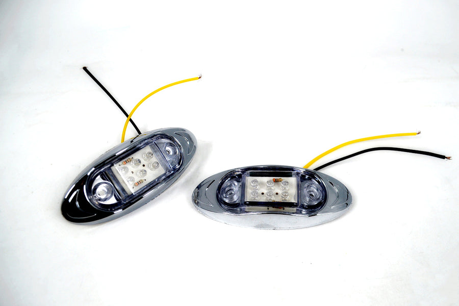 Овален LED габарит, бял с жълта светлина, 12V