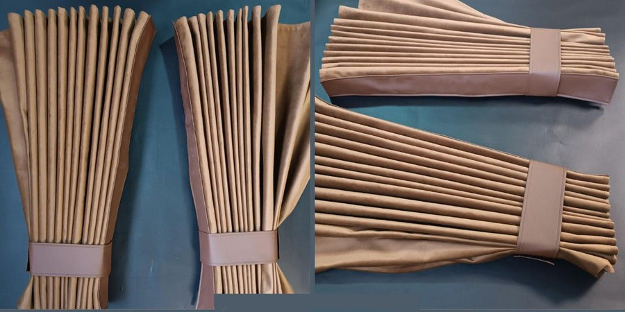 Големи завеси, пердета за предно стъкло, лукс, кафяво,  2x (200x105)